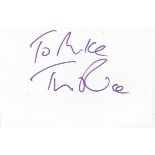 Tim Rice signed 6x4 white card to Mike or Michael. Name and date written on each card. Comes from