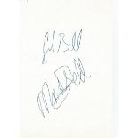 Graham Bell and Martin Bell signed 6x4 white card, Formula 1 motor racing driver. Good Condition.