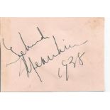 Yehudi Menuhin signed album page. 22 April 1916, 12 March 1999 was an American-born violinist and