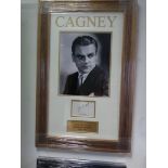 James Cagney autograph album page framed and mounted with a 10 x 8 black and white portrait photo to