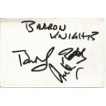 Barron Knights signed 6x4 white card to Mike or Michael. Name and date written on each card. Comes
