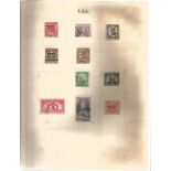 USA stamp collection. Mainly used. Lot of material pre 1945, 300 plus hinged mounted to A4 album