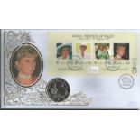 Diana Princess of Wales official Benham coin FDC. St Helena 4/4/98 postmark, C98/28f. Good
