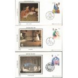 Benham 1982 small silk FDC collection in blue suede album. British Theatre 1982 BS3, Maritime