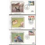 Benham 1981 small silk FDC collection in blue suede album. Intl year of disabled people 1981 BS2,