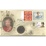 Queens 70th Birthday Benham official coin FDC PNC. 1996 C96/01 Coin cover comm. GB Birthday booklet,