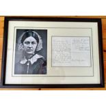 Florence Nightingale autograph, letter regarding some advertising on her Park Lane letterhead
