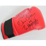 David Haye signed boxing glove signed for talk sport reads keep listening to Talksport signed