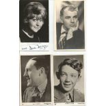 Vintage small b/w signed photo collection. 4 photos signed by Emlyn Williams, Dora Bryan, Desmond