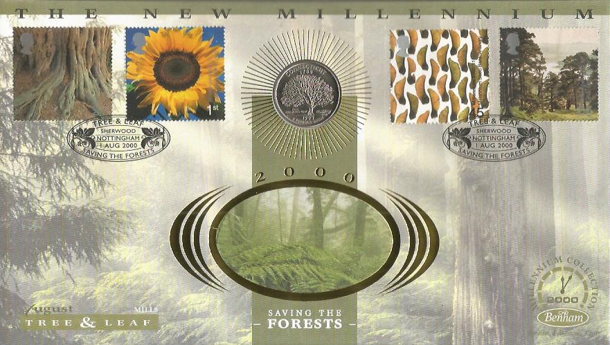 Tree & Leaf, Saving the Forests Coin Benham Official FDC PNC. USA quarter dollar coin inset. 1/8/