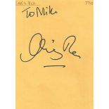 Chris Rea signed 6x4 yellow card. Dedicated to Mike/Michael. Comes from large in person collection