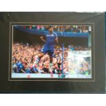 Diego Costa signed colour football photo mounted. In Chelsea strip. Good Condition. All signed items