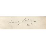 Reverdy Johnson signature piece. 1800s US Political Figure. Approx. 3x1. May 21, 1796, February