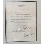 John F Kennedy autograph, type written letter on White House paper 17cm x 22cm to Dear Chappie and