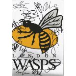 London Wasps Rugby 2017 Squad Multi Signed Club Crest 8x12 Photo Inc. James Haskall, Elliot Daly,