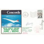 Paris, Belfast British Airways Crew signed Concorde flown cover. Paris, Belfast, 28 May 1983,