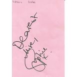 Sophie Ellis Bextor signed 6x4 pink card. Dedicated to Mike/Michael. Comes from large in person