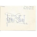 Jackie Stewart signed album page. British former Formula One racing driver from Scotland.