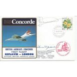 Keflavik, London British Airways Crew signed Concorde flown cover. Keflavik, London, 18 Aug. 1984,