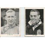 Bert Trautman and Ian St John signed small b/w photos. Very young images of the pair. Good