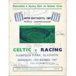 1967 World Club Championship Official Programme For match At Hampden Park, Celtic V Racing, Signed