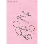 Crystal Gayle signed 6x4 pink card. Dedicated to Mike/Michael. Comes from large in person collection