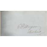 Edwin D Morgan signature piece. 1800s US Political Figure. Approx. size 3x1.5. February 8, 1811,