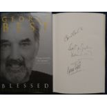 Bobby Charlton, Denis Law and George Best signed Blessed the autobiography hardback book. Signed