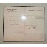 Adolf Hitler autograph, type written letter 20cm z 17cm on Munich letterhead dated 1930 and signed