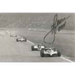 Rene Arnoux signed 8x6 b/w photo. French former racing driver who competed in 12 Formula One seasons