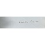 Charles Sumner signature piece. 1800s US Political Figure. Approx. size 3x.5. January 6, 1811, March