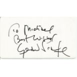 Gerald Scarfe signed 6x4 white card. Dedicated to Mike/Michael. Comes from large in person