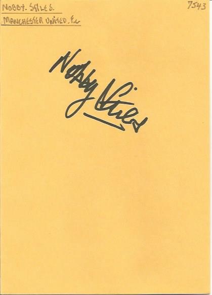 Nobby Stiles signed 6x4 yellow card. Dedicated to Mike/Michael. Comes from large in person