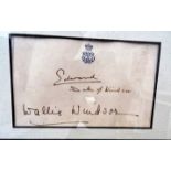 Duke and Duchess of Windsor autograph, small headed note signed by both the Duke and Duchess of
