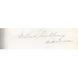 Willard Saulsberry signature piece. 1800s US Political Figure. Approx. size 4x1. June 2, 1820, April