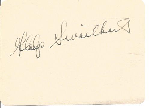 Gladys Swarthout signature piece with 10x8 vintage photo. December 25, 1900, Deepwater, Missouri,