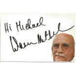 Warren Mitchell signed 6 x 4 white card to Michael, comes from large in person collection we are