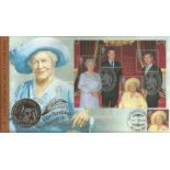 100th Birthday celebration HM Queen Elizabeth the Queen Mother Coin Benham Official FDC PNC. 5 pound