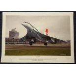 Concorde Limited edition signed print A New Age Begins. Depicting the first scheduled flight, 21st