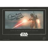 Jeremy Bulloch as Boba Fett signed 12x8 colour Star War Attack of the Clones photo. Good