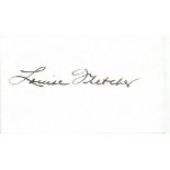 Louise Fletcher signed white card. American actress. Good Condition. All signed items come with