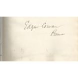 Edgar Cowan signature piece. 1800s US Political Figure. Approx. size 3x1. September 19, 1815, August