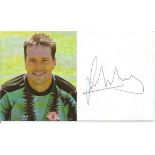 A Rare Official Photocard Issued By Manchester United For Goalkeeper Les Sealey, Signed In Blue Biro