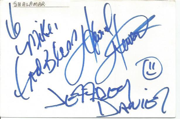 Shalamar signed 6x4 white card. Dedicated to Mike/Michael. Comes from large in person collection