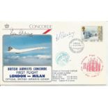 London, Milan British Airways Crew signed Concorde flown cover. London, Milan, 14 April 1986,