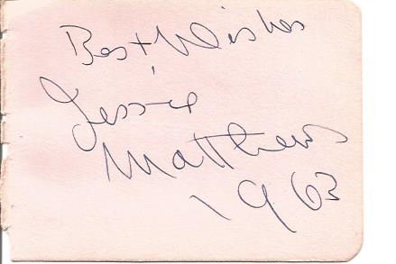 Jessie Matthews signed album page. 11 March 1907, 19 August 1981 was an English actress, dancer