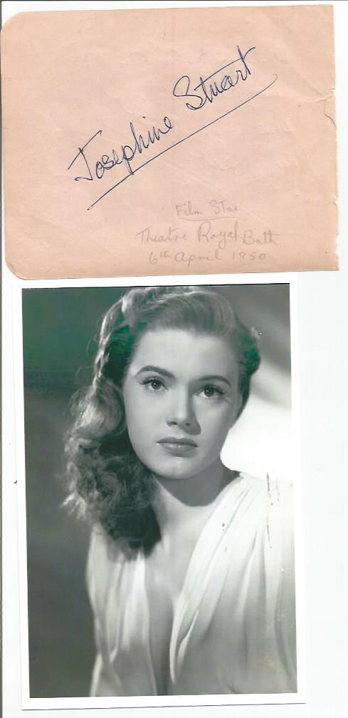 Josephine Stuart signed autograph album page with 6 x 4 unsigned photo. Good Condition. All signed