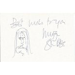 Imogen Stubbs signed autograph album page with self-portrait sketch. Good Condition. All signed