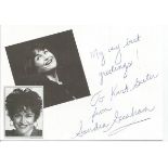 Sandra Graham signed 6x4 white card. Dedicated. Opera singer. Good Condition. All signed items