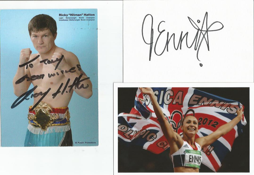 Sport signed collection. 5 items. Includes Greg Rudeski signed photo. Carl Fogarty signed page of